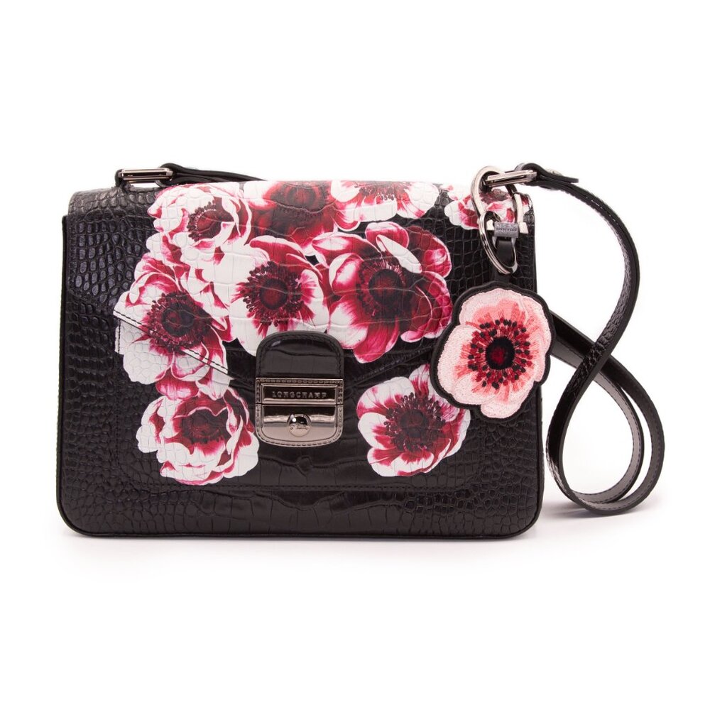 longchamp le pliage Heritage medium shoulder bag Flower design leather